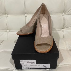 Jil Sander Light Brown Peep Toe Pump with Steel Heel, size 38.5 (8)